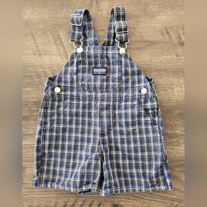 Vintage Oshkosh B'Gosh Boy's Blue And Green Shortall Overalls Size 12 Months